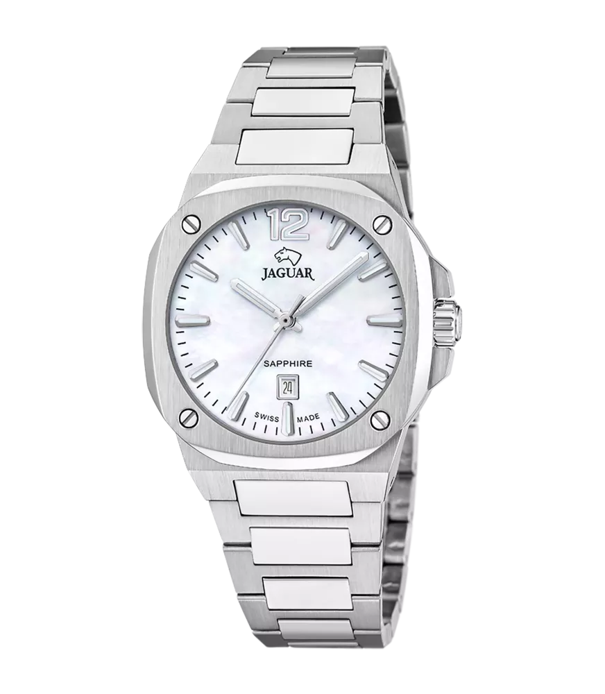 Reloj Jaguar RC Nacarado, mujer, cuarzo suizo ,analógico, 3 agujas y calendario.