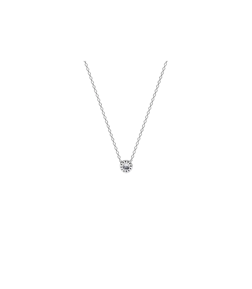 Collar en plata de ley Halo de Pavé Redondo