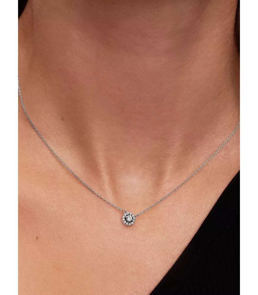 Collar en plata de ley Halo de Pavé Redondo