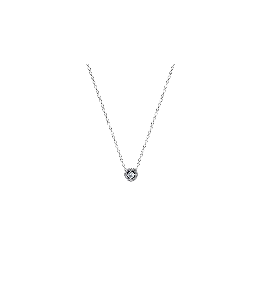 Collar en plata de ley Halo de Pavé Redondo