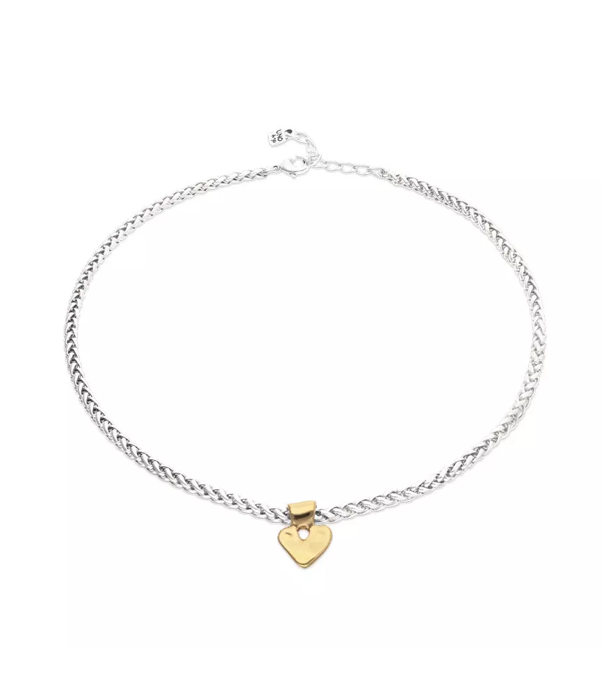 Collar Pálpito Unode50, en metal bañado en plata y oro.
