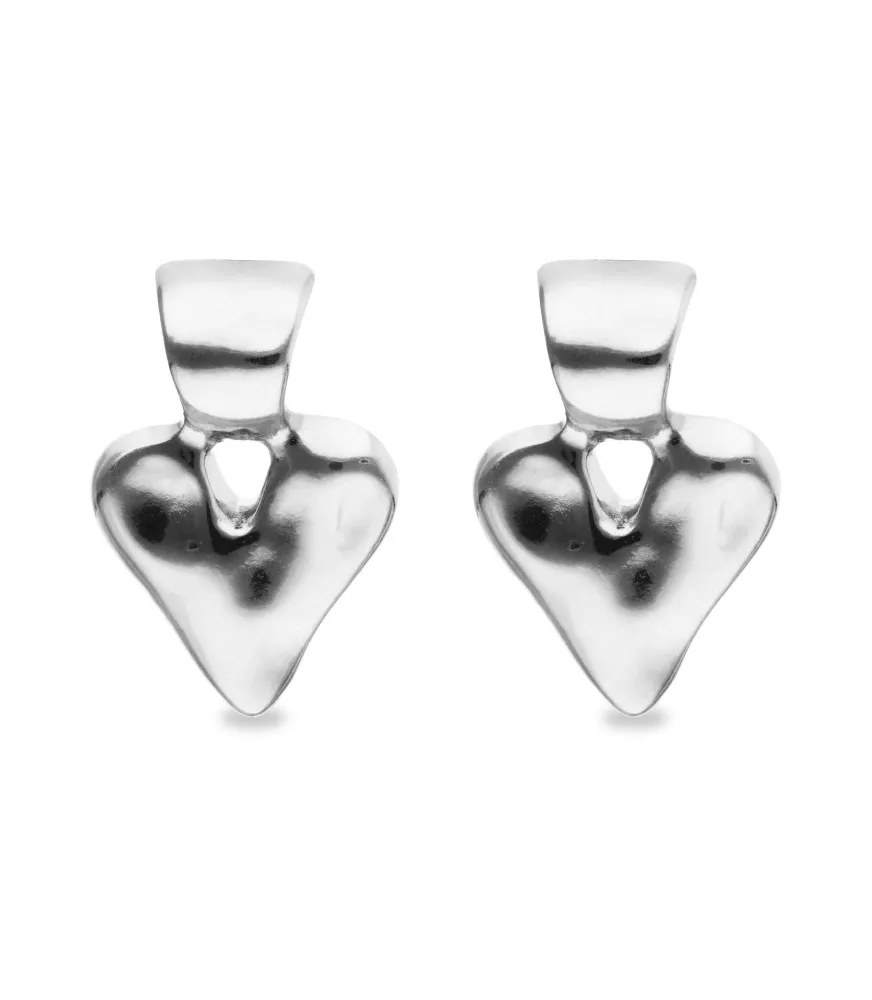 Pendientes Pápito UNOde50, en metal bañado en plata.