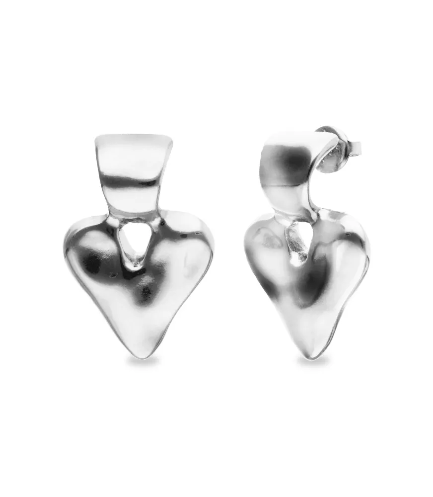 Pendientes Pápito UNOde50, en metal bañado en plata.