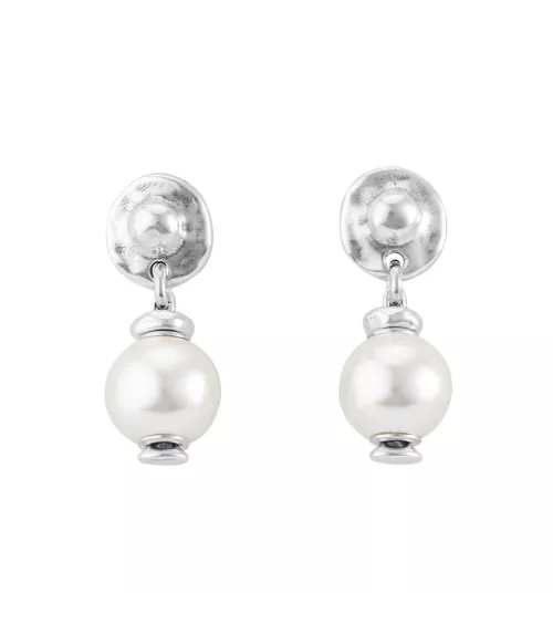 Pendientes Texcoco UNOde50, en metal bañado en plata.