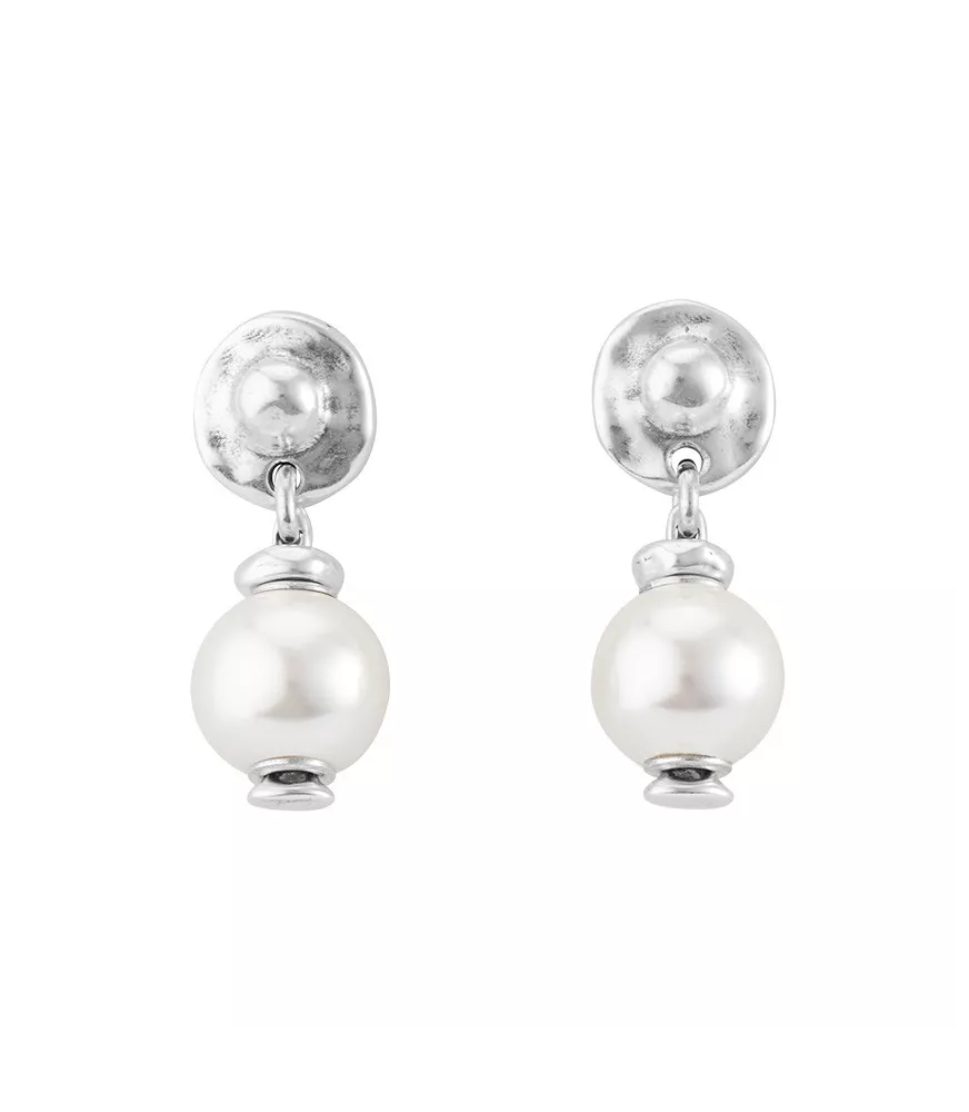 Pendientes Texcoco UNOde50, en metal bañado en plata.