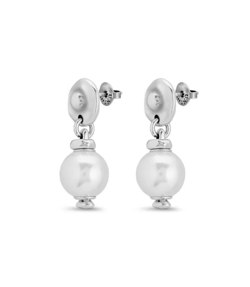 Pendientes Texcoco UNOde50, en metal bañado en plata.