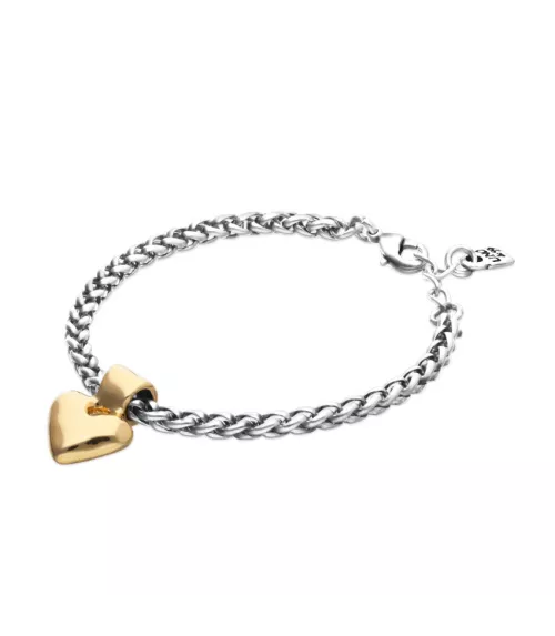 Pulsera Pálpito UNOde50, en metal bañado en plata y oro.