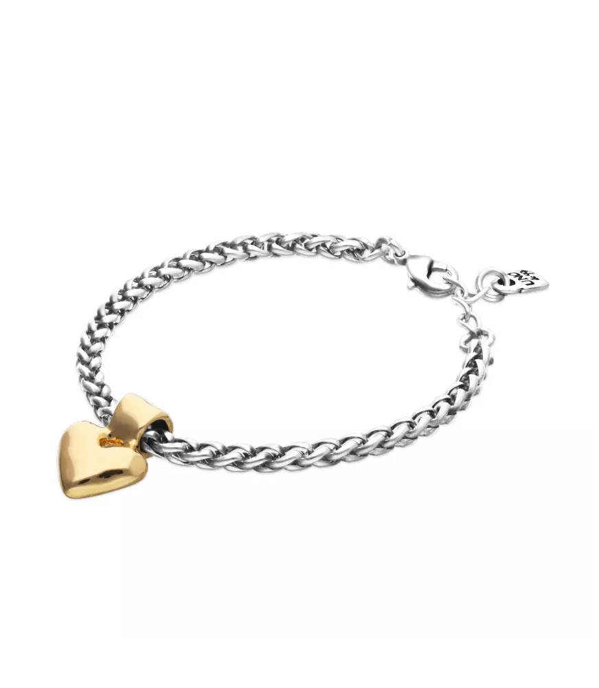 Pulsera Pálpito UNOde50, en metal bañado en plata y oro.