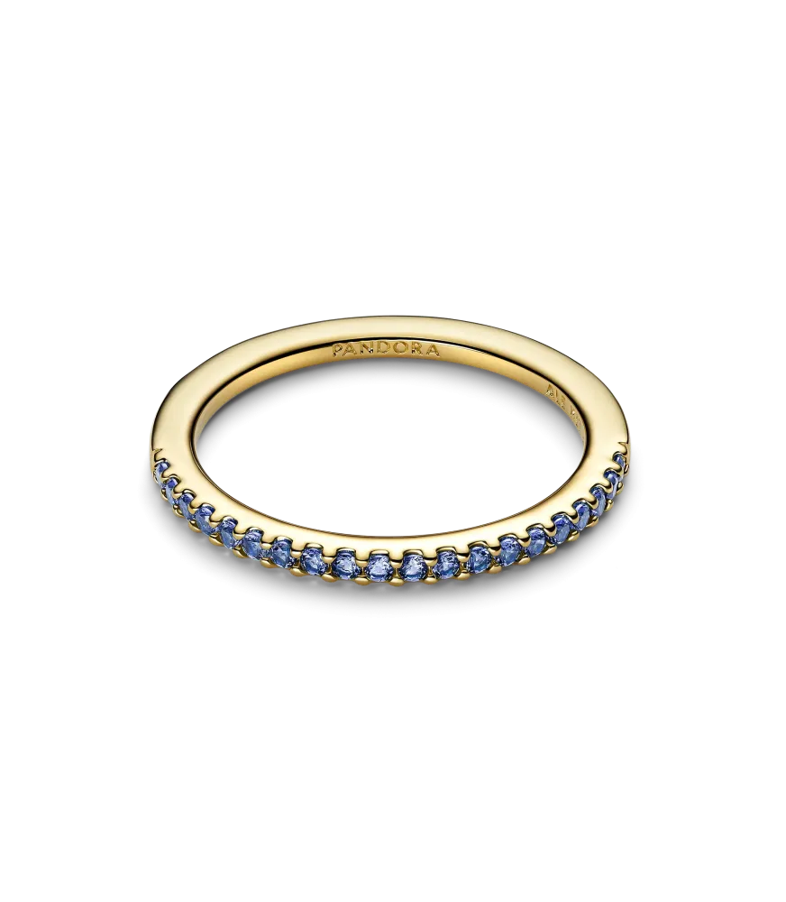 Anillo con un recubrimiento en oro de 14k Banda Azul Brillante