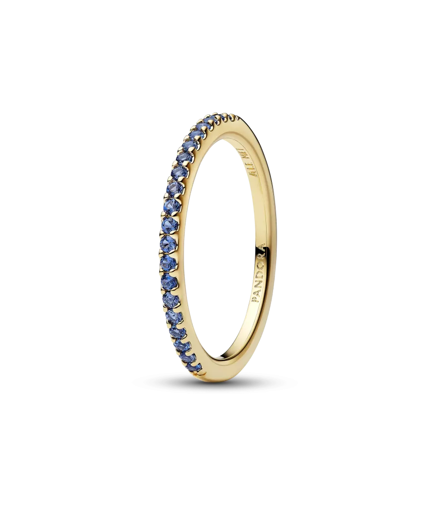 Anillo con un recubrimiento en oro de 14k Banda Azul Brillante