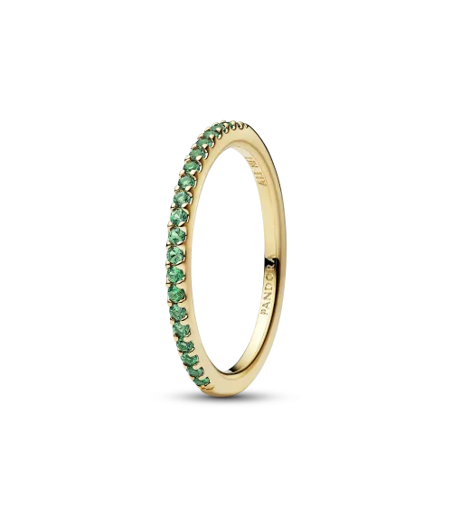 Anillo con un recubrimiento en oro de 14k Banda Verde Brillante