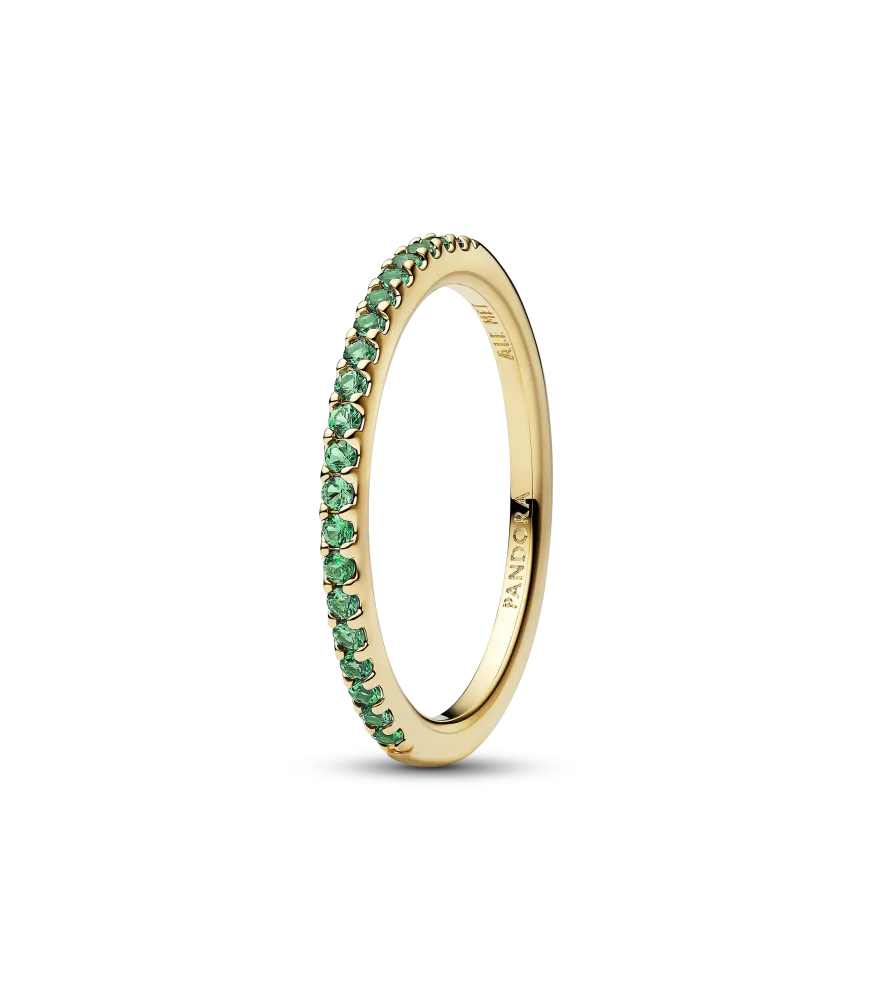 Anillo con un recubrimiento en oro de 14k Banda Verde Brillante