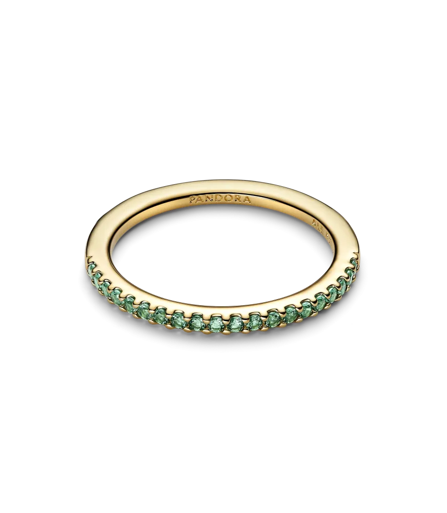 Anillo con un recubrimiento en oro de 14k Banda Verde Brillante