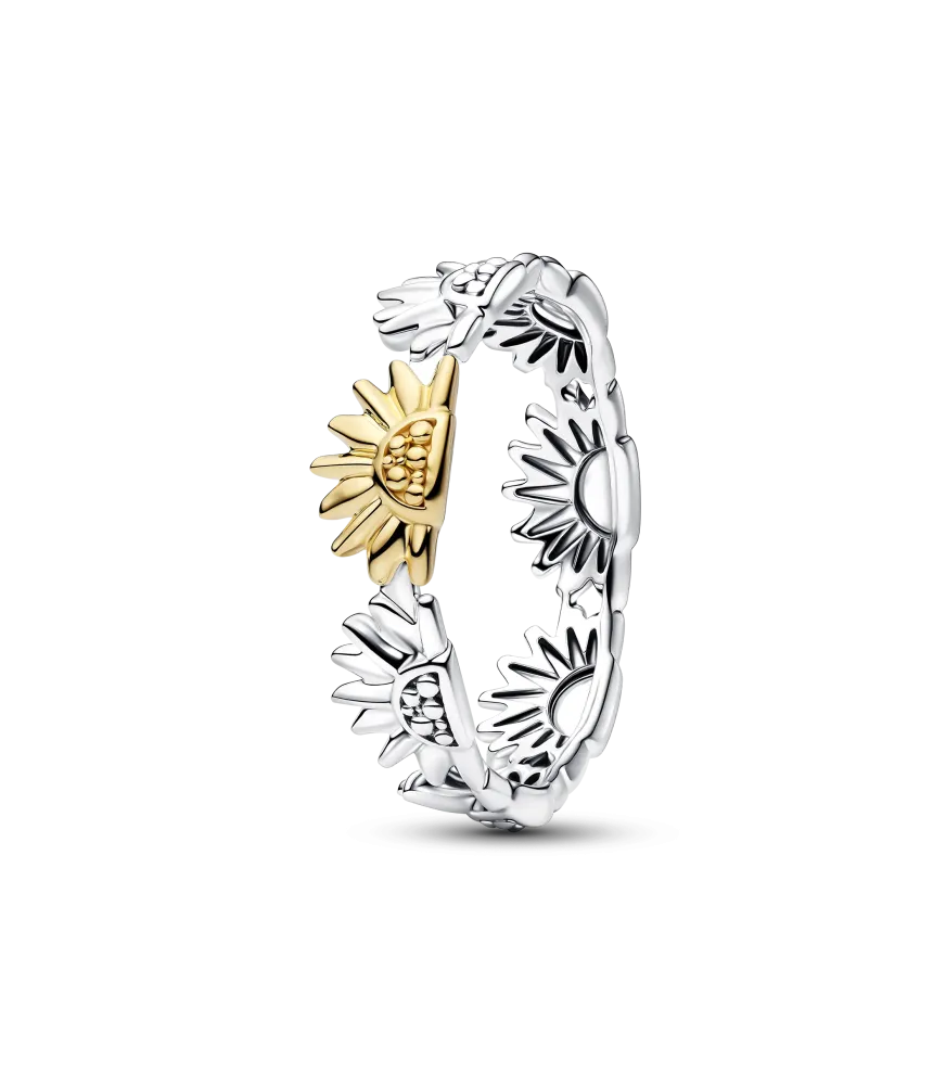 Anillo en plata de ley y con un recubrimiento en oro de 14k Girasol en Dos Tonos REF. 164702C00
