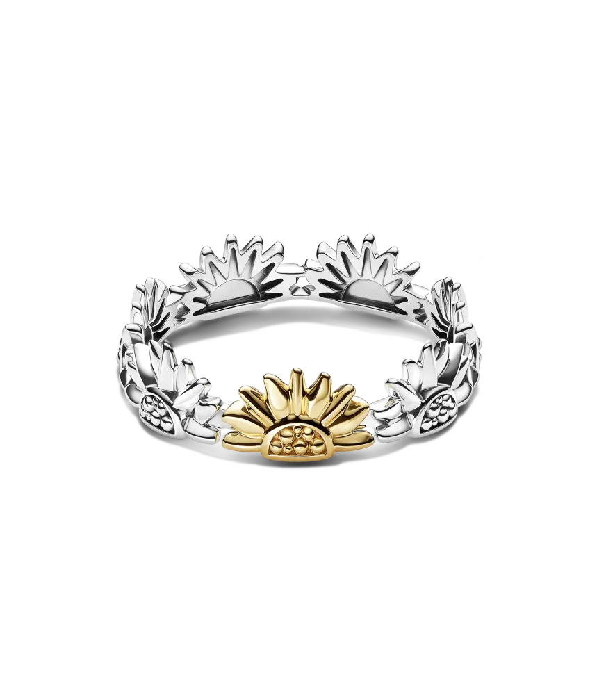 Anillo en plata de ley y con un recubrimiento en oro de 14k Girasol en Dos Tonos REF. 164702C00