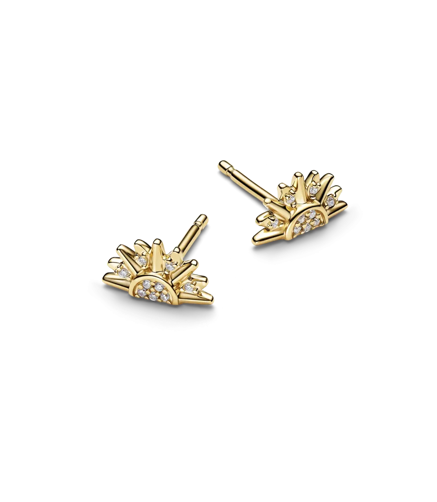 Pendientes con un recubrimiento en oro de 14k de Botón Sol Celestial Brillante