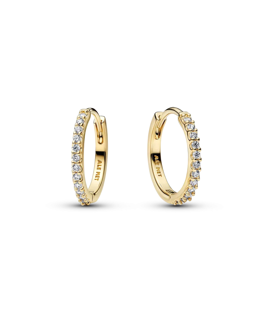 Pendientes con un recubrimiento en oro de 14k de aro Mini Brillantes