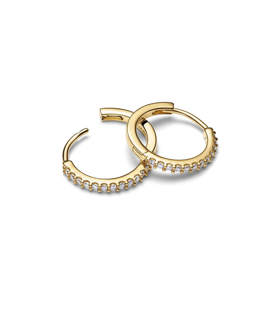 Pendientes con un recubrimiento en oro de 14k de aro Mini Brillantes
