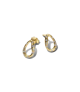 Pendientes con un recubrimiento en oro de 14k Óvalos Forma Orgánica con Gemas Engastadas REF.264659C01