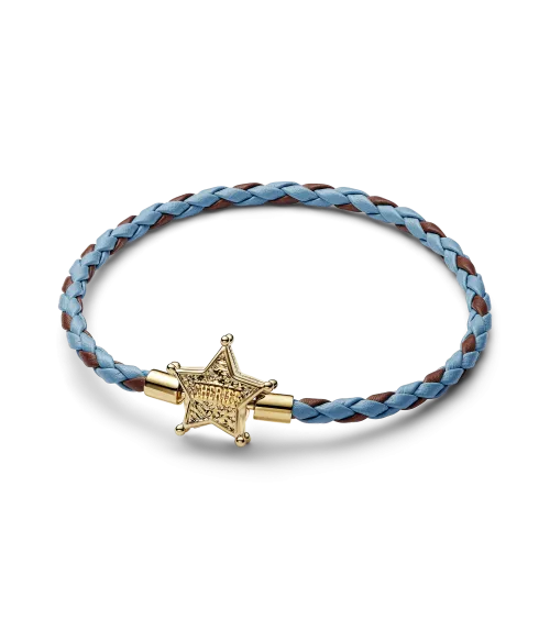 Pulsera de cuero con un recubrimiento en oro de 14k Estrella Sheriff de Toy Story de Disney Pixars REF.564605C01