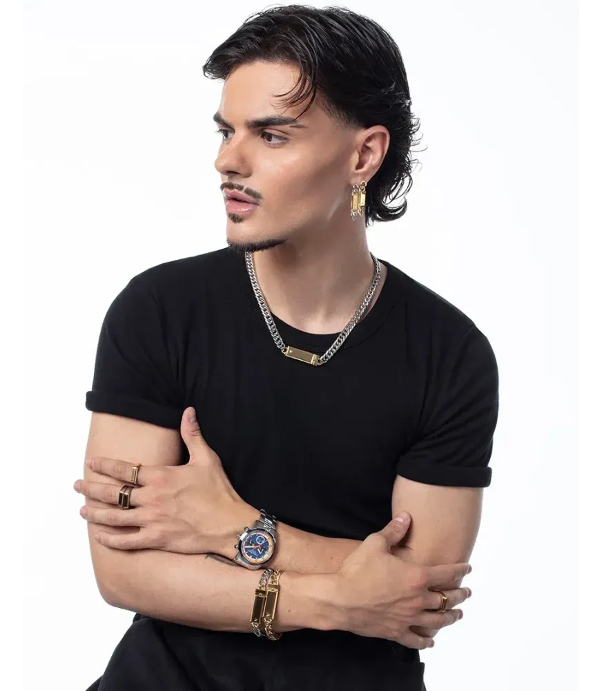 PENDIENTE VICEROY ACERO IP DORADO HOMBRE, COLECCIÓN ABRAHAM MATEO 15213E01012