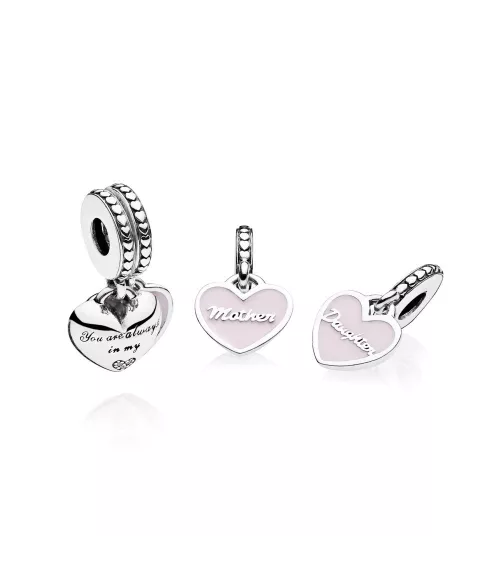 Charm colgante en plata de ley Corazones Madre e Hija
REF. 792072EN40