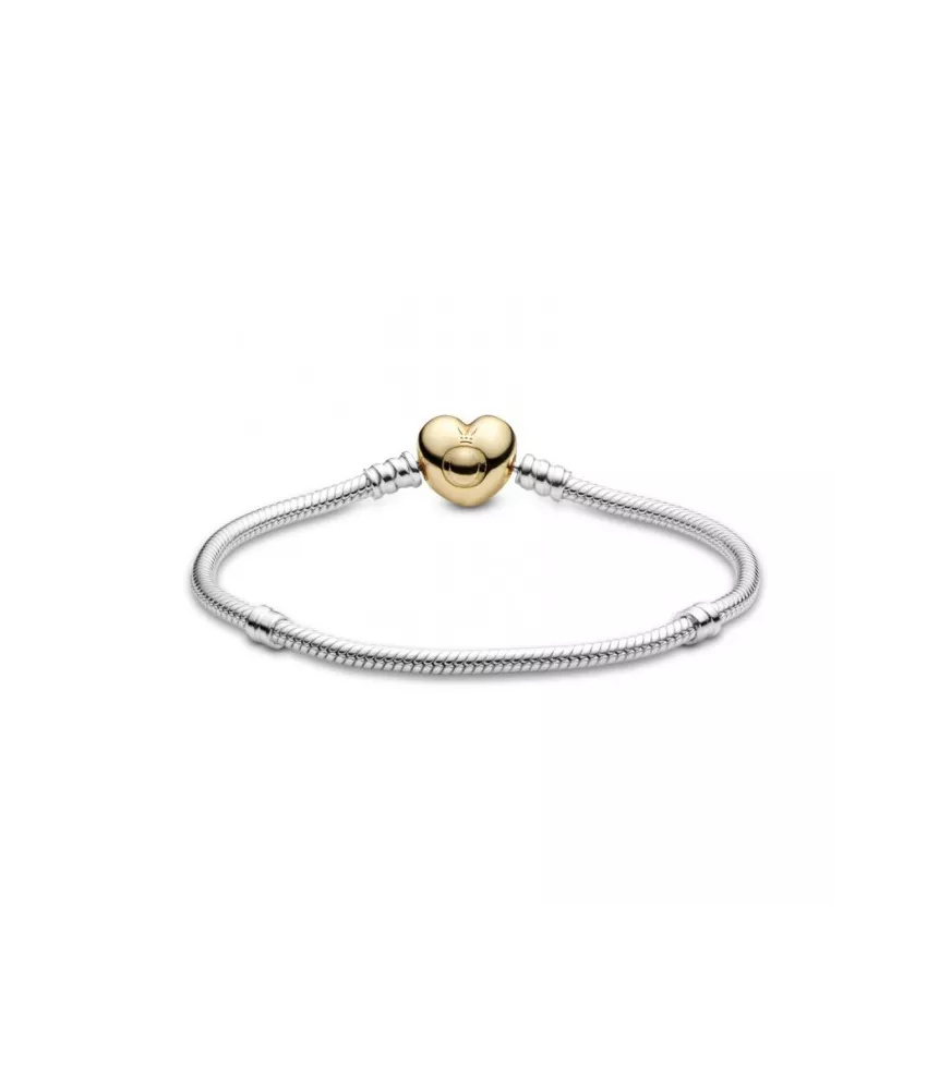 Pulsera Moments Pandora en plata de primera ley con cierre Corazón en Pandora Shine