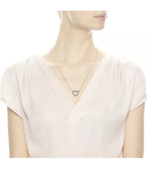 Collar corazón amado de plata de primera ley REF. 590534CZ