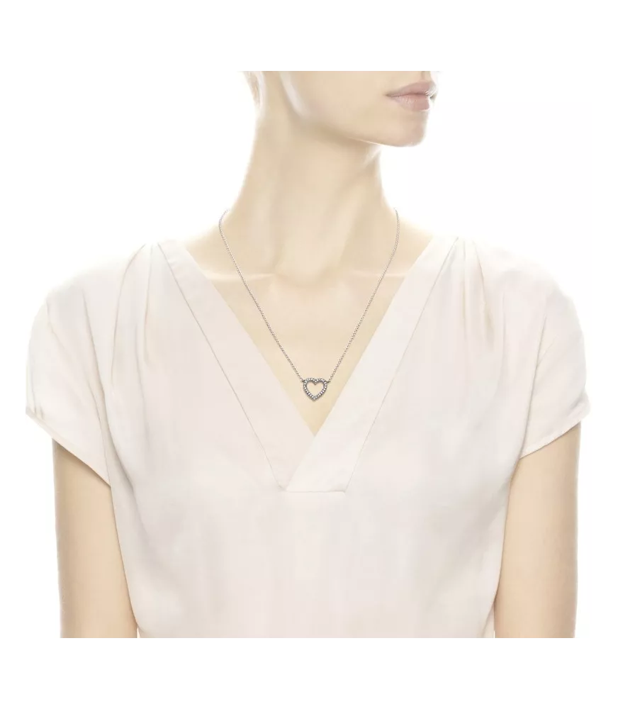 Collar corazón amado de plata de primera ley REF. 590534CZ