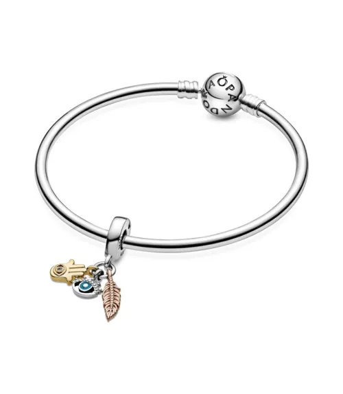 Charm colgante en plata Mano de Fátima, Ojo Turco & Pluma REF. 768785C01