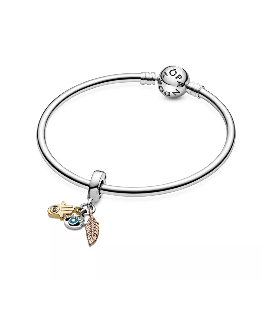 Charm colgante en plata Mano de Fátima, Ojo Turco & Pluma REF. 768785C01