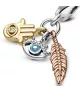 Charm colgante en plata Mano de Fátima, Ojo Turco & Pluma REF. 768785C01