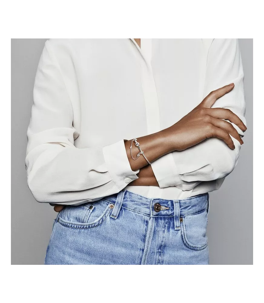 Cadena de seguridad en plata de ley Margaritas REF. 798764C01-05