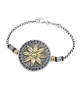 PULSERA PLATA Y BRONCE FLOR DORADA