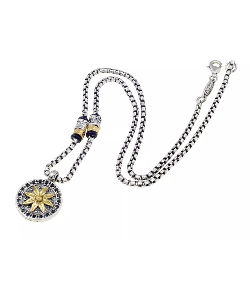 COLLAR PLATA Y BRONCE FLOR DORADA