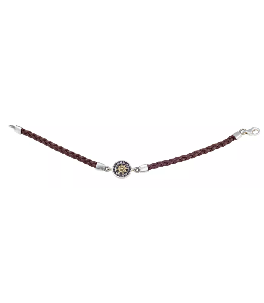 PULSERA PEQUEÑA PLATA Y BRONCE FLOR DORADA