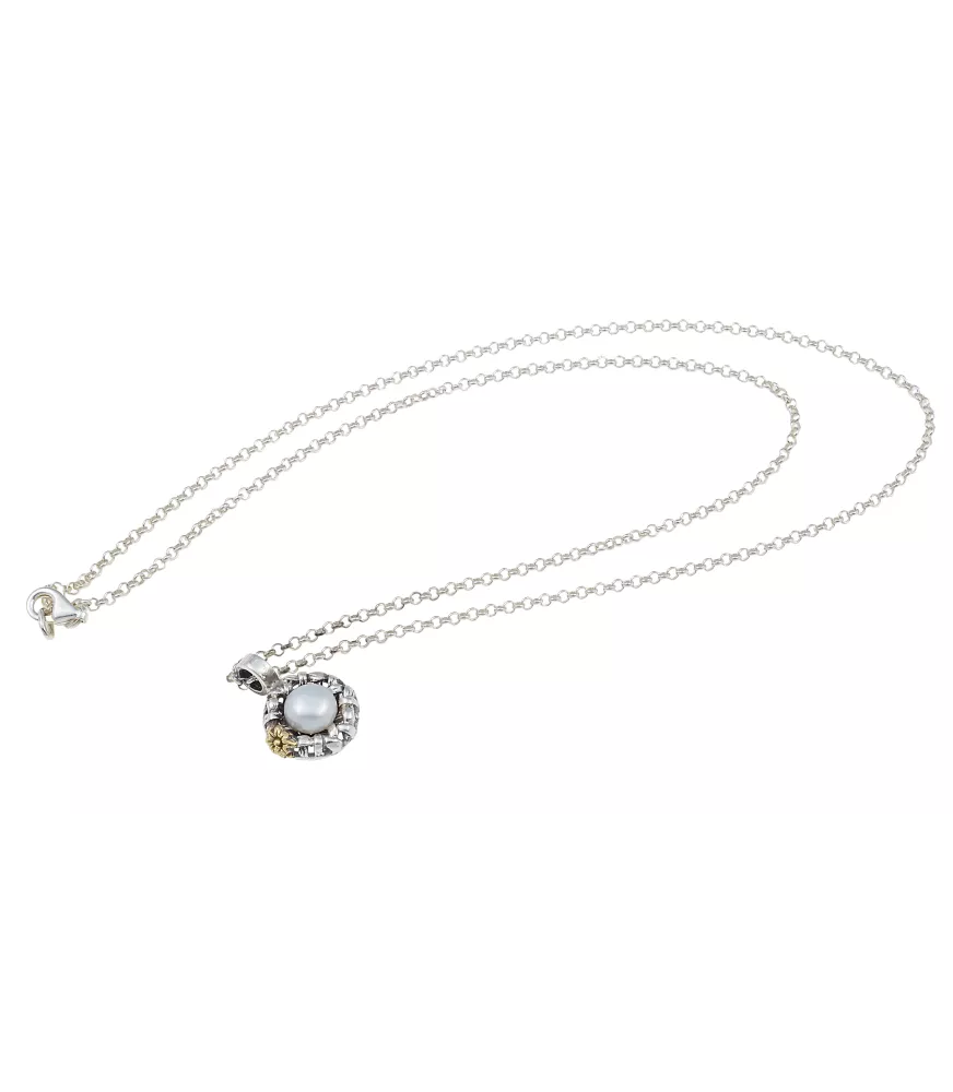 COLGANTE DE PLATA Y BRONCE CON PERLA