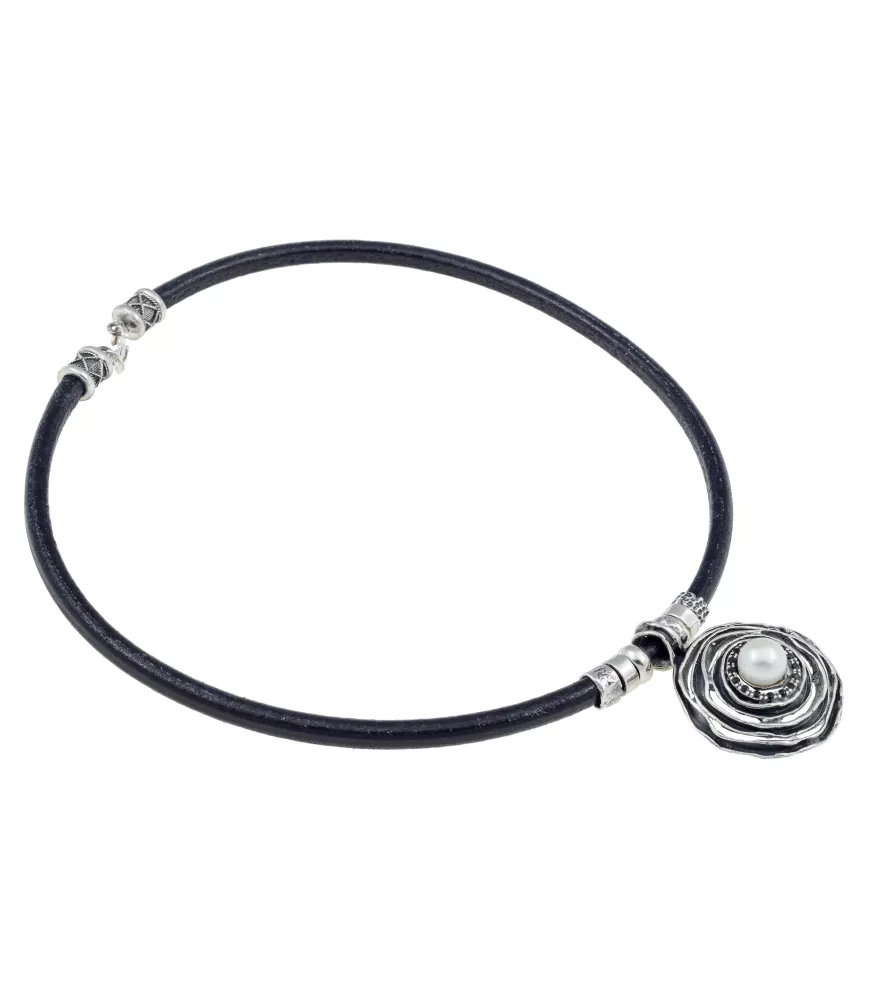 COLLAR DE PLATA CON CIRCONITAS Y PERLA