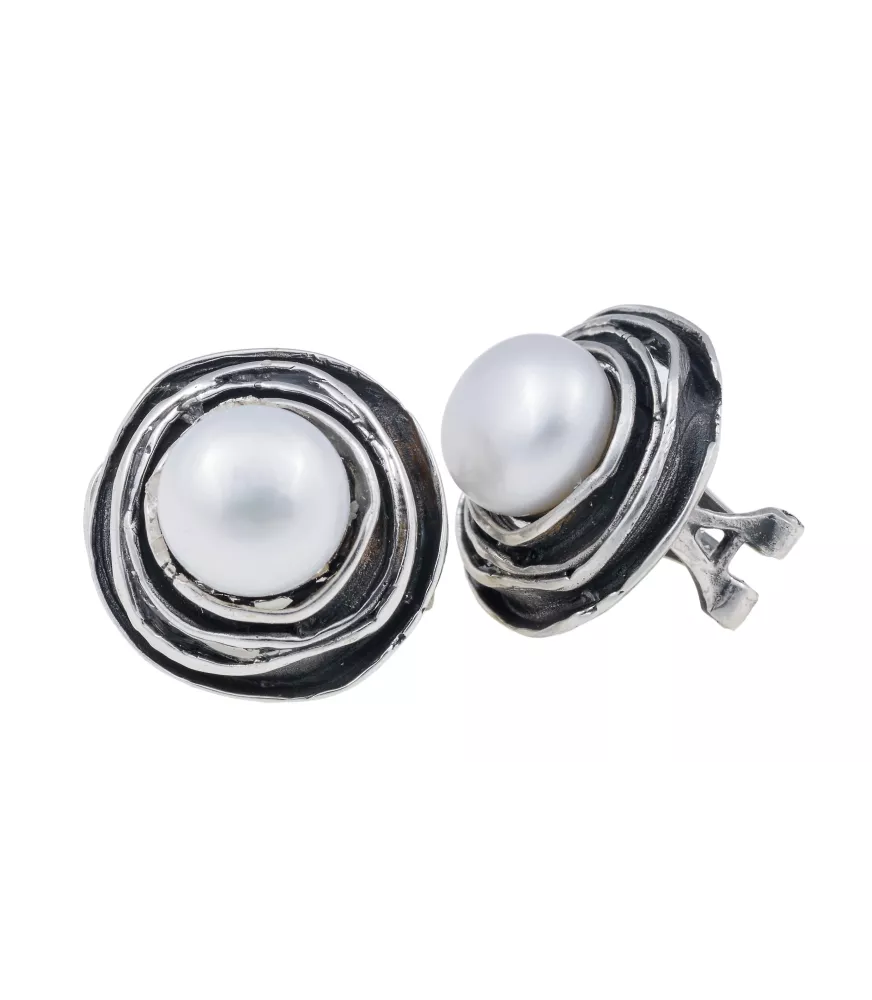 PENDIENTES DE PLATA Y  PERLA