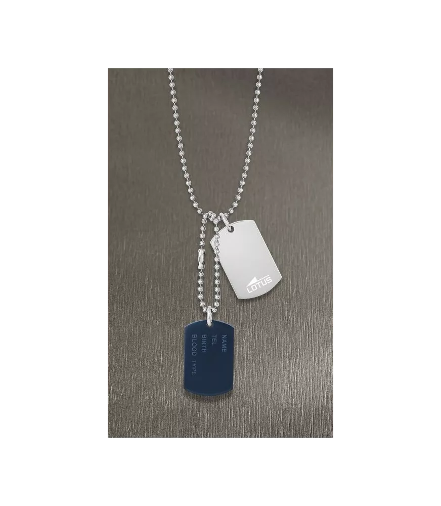 colgante lotus hombre ls2139/1/2 placa militar de dos tonos