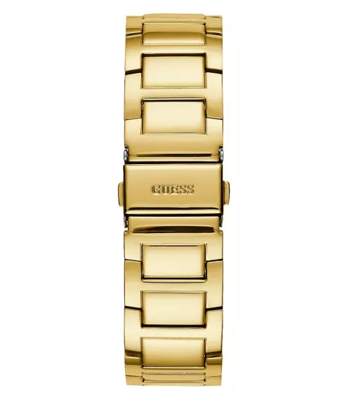 Cuarzo, analógico, 3 agujas, multifunción y brazalete en acero dorado.