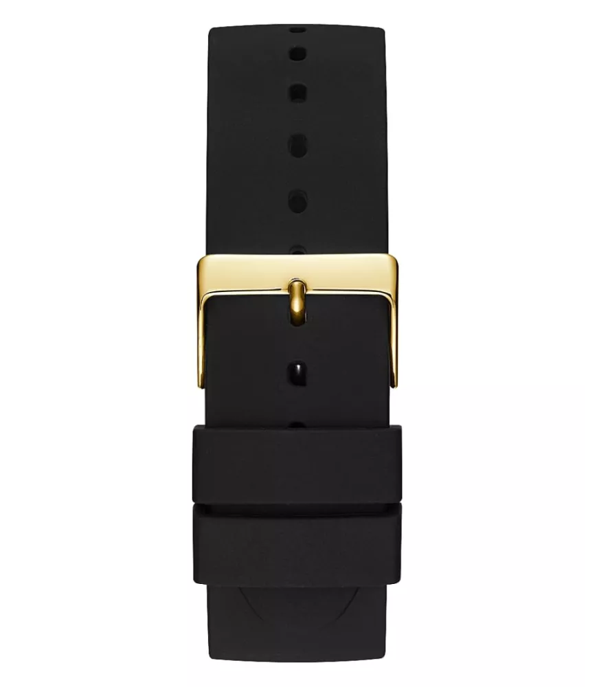 Cuarzo ,analógico y 3 agujas . Con correa de caucho negra.