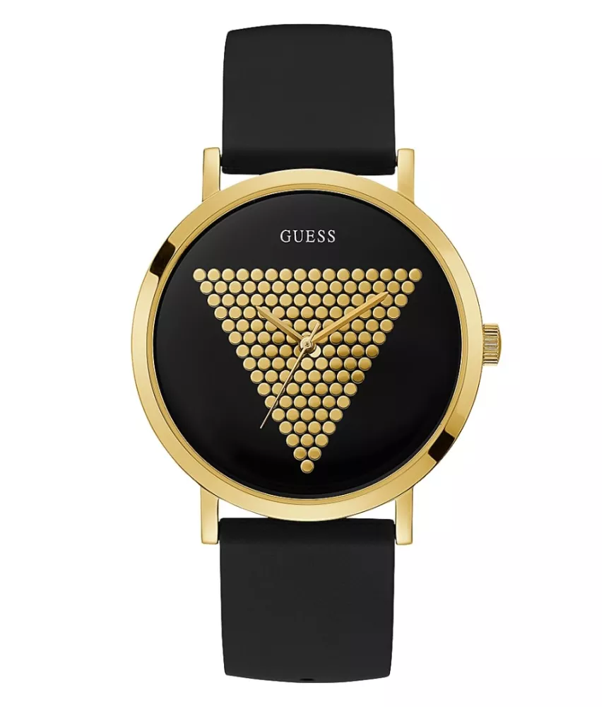 Cuarzo ,analógico y 3 agujas . Con correa de caucho negra.