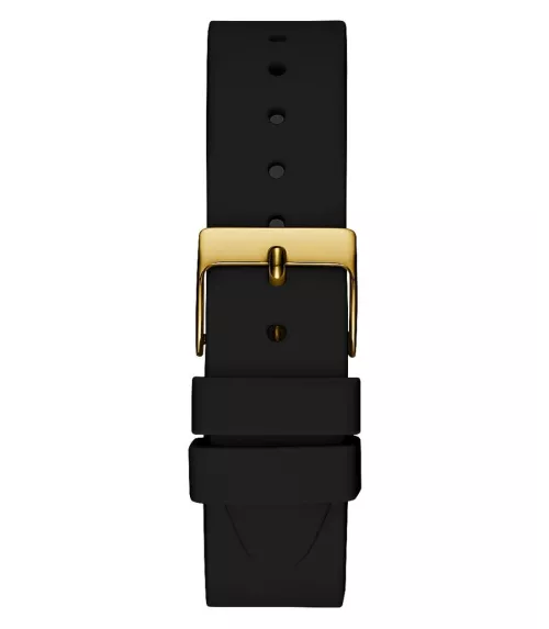 Cuarzo ,analógico y 3 agujas . Con correa de caucho negra.