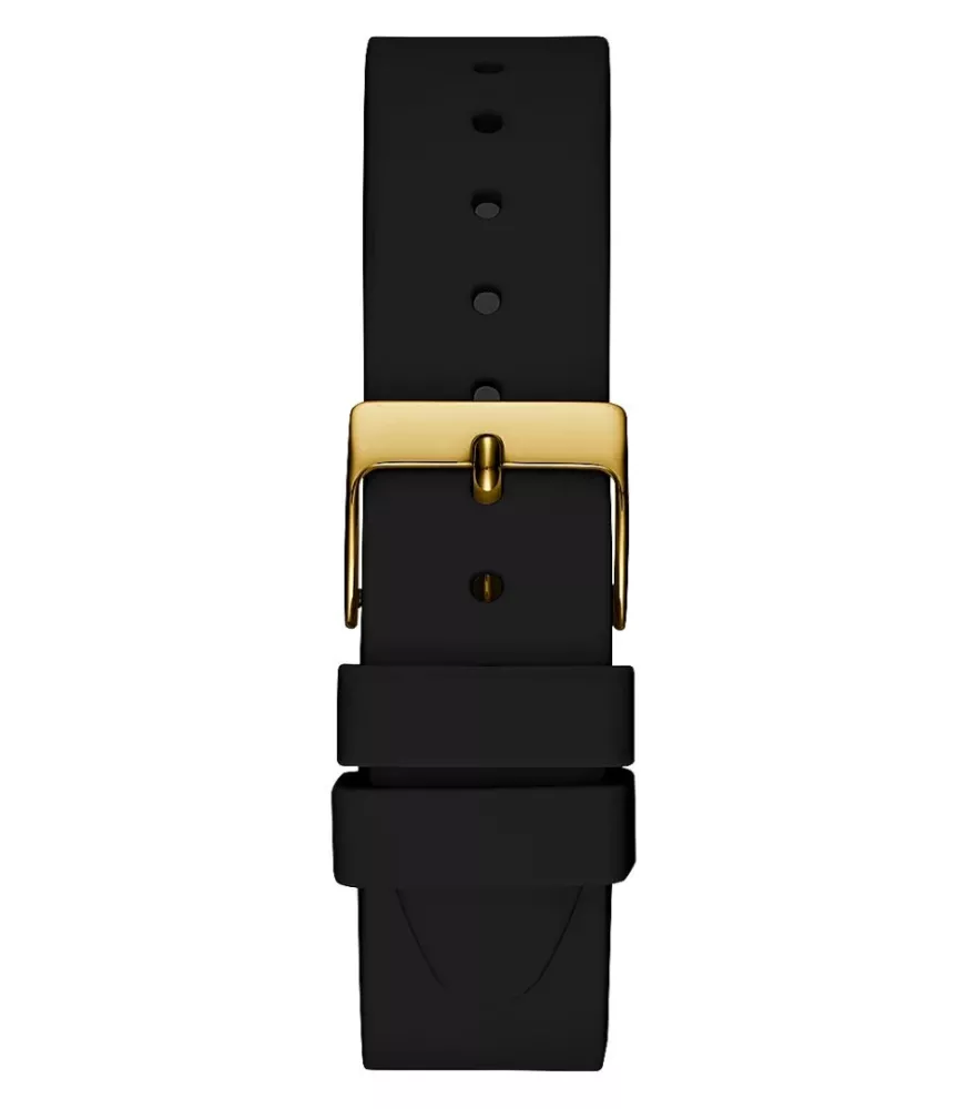 Cuarzo ,analógico y 3 agujas . Con correa de caucho negra.