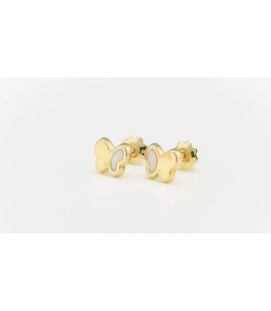 PENDIENTE DE BEBE ORO 18 KTS MARIPOSA CON ESMALTE