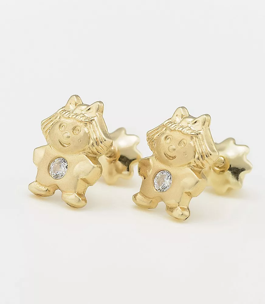 PENDIENTE DE BEBE ORO 18 KTS NIÑA CON CIRCONITA