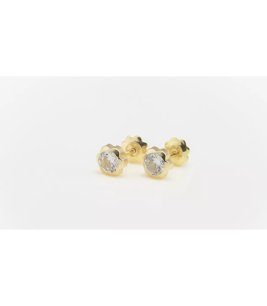 PENDIENTE DE BEBE FLOR CON ORO 18 KTS CON CIRCONITA 