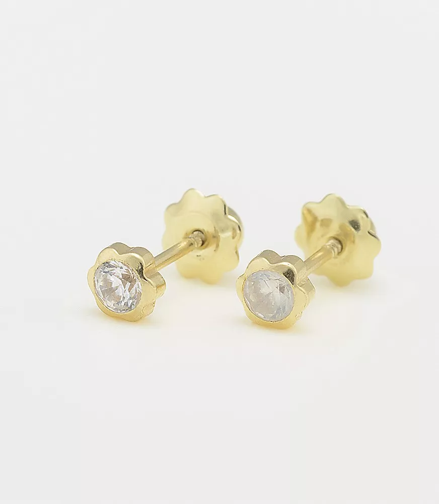 PENDIENTE DE BEBE FLOR ORO 18 KTS CON CIRCONITA 