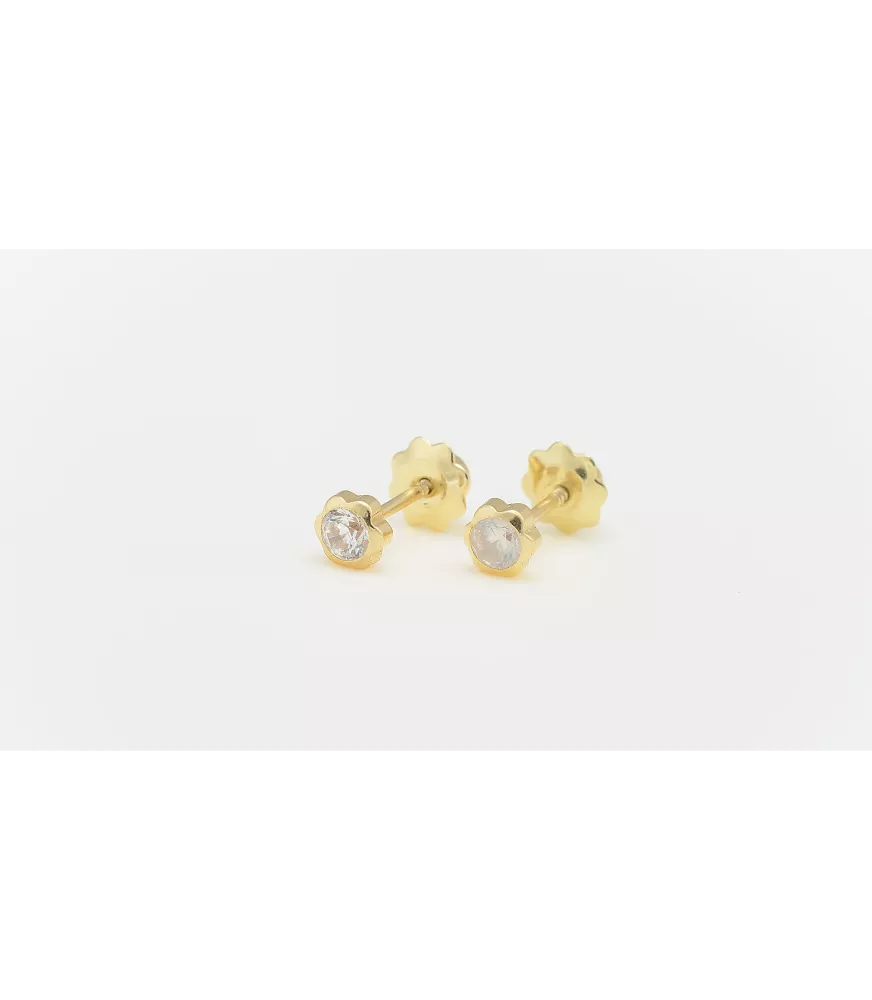PENDIENTE DE BEBE FLOR ORO 18 KTS CON CIRCONITA 